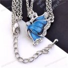 Beautiful Enamel Butterfly with Crystal Accents and DBL Silver Colored Chain