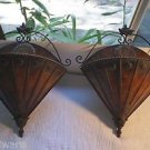 Set of 2 Large Metal Sconce Wall Pockets in a Faux Wood Finish