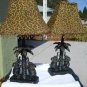 Gorgeous Elephant Palm Tree Lamps With Cheetah Print Shades Set of 2 Dramatic