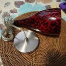 Amazing Elegant art Glass Pendant Light Red and Black with Silver Top Plate