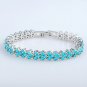 Round Cut Swarovski Crystal Elements Aquamarine 18K Tennis Bracelet