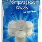 12 Piece SE Compressed Disposable Towels, 100% Rayon, Expands to 9-1/2" X 10"