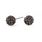 Stainless Steel Black Sparkling Rhinestone 8mm Fireball Studs - Hypoallergenic