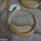 Beautiful Handmade Wood Swan Coasters Hand Painted Used Set of 4 Free Shipping