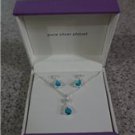 Clear & Blue Cubic Zirconia and Crystal Necklace & Drop Earrings Set - US Seller
