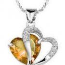 18K G.Plated Yellow Heart Shape Crystal Necklace Comes in a Gift Box Sparkling