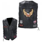 Genuine Buffalo Mens Leather Eagle Patch Biker Vest XL GFVBIKEXL