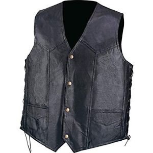 Diamond Hand-Sewn Pebble Grain Genuine Leather Vest XL