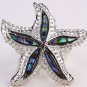 Starfish Abalone and Silver Tone Adjustable Fashion Ring Beach Tropical Hawaii