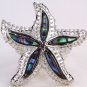 Starfish Abalone and Silver Tone Adjustable Fashion Ring Beach Tropical Hawaii
