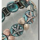 Antique Blue Shell Stacked Stretch Bracelet for Beach, Coast, Lake Parties