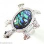 Turtle Silver & Abalone Turtle Adjustable Ring Moving Legs Beach Summer Rings