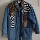 Cervelle Animal Print Patchwork Denim Barn Jacket Fully Lined Small Ships Free