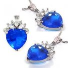 Brilliant Blue Heart Cut Topaz Necklace with Chain