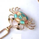 Crystal Gold Plated Colored Stone Crab with tiny Crystals  Comes Gift Boxed