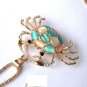 Crystal Gold Plated Colored Stone Crab with tiny Crystals Comes Gift Boxed