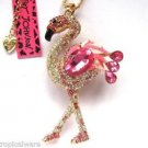 Beautiful and Colorful Flamingo Pendant & Chain Bright Vibrant Crystals Stunning