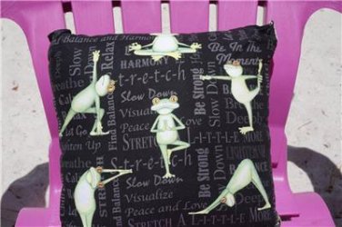 Frogs Doing Yoga Throw Pillow with Meditation Affirmations  Size 12 x 12 USA