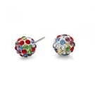 Multi-Colored Sparkling 8mm Fireball Studs Earrings Hypoallergenic Gift Boxed