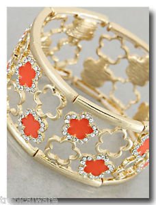 Wide Star Shaped  Colorful Stretchable Bracelet Crystal Accents Nautical Beach