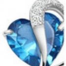 18K G.Plated Turquoise Heart Shape Crystal Necklace Elegant and Easy to Wear