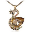 Rhinestone Topaz Swan Queen Pendant & Necklace