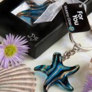 Murano Glass Starfish Key Ring  Colorful Sturdy & Gift Boxed