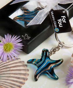 Murano Glass Starfish Key Ring  Colorful Sturdy & Gift Boxed