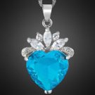 Heart Cut Blue Aquamarine Pendant Necklace