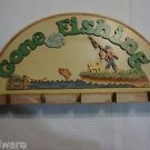 Old Gone Fishing Fishing Pole Wall Rack Kid & Dog Fishing Nice Gift Ships Free