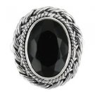 Pure 925 Sterling Silver Solid Ring Studded with Black Onyx Size 6 to 12 (US)