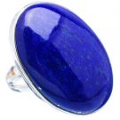 Pure 925 Sterling Silver Solid Ring Studded with Lapis Lazuli Size 6 to 12 (US)