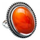 Pure 925 Sterling Silver Solid Ring Studded with Carnelian Size 6 to 12 (US)
