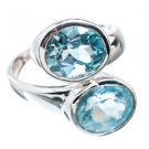 Pure 925 Sterling Silver Solid Ring Studded with Blue Topaz Size 6 to12 (US)