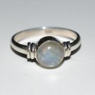 Pure 925 Sterling Silver Solid Ring Studded with Rainbow Moonstone Size 6-12(US)
