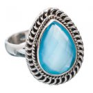 Pure 925 Sterling Silver Solid Ring Studded with Chalcedony Size 6 to 12 (US)