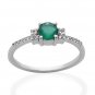 Pure 925 Sterling Silver Solid Ring with Green Onyx & White Topaz Size 8.0 (US)