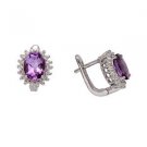 Pure .925 Sterling Silver Solid  Earrings studded with Amethyst, White Topaz