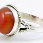 Pure .925 Sterling Silver Solid Ring Studded with Carnelian Size 6 to 12 (US)