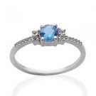 Pure 925 Sterling Silver Solid Ring with Blue Topaz & White Topaz Size 7.5 (US)