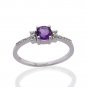 Pure 925 Sterling Silver Solid Ring with Amethyst & White Topaz Size 7.0 (US)