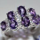 Pure 925 Sterling Silver Solid Ring with Amethyst & White Topaz Size 7 (US)