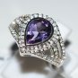 Pure 925 Sterling Silver Solid Ring with Amethyst & White Topaz Size 6 (US)