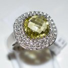 Pure 925 Sterling Silver Solid Ring with Lemon Quartz, White Topaz Size 6.0 US