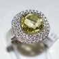 Pure 925 Sterling Silver Solid Ring with Lemon Quartz, White Topaz Size 6.0 US