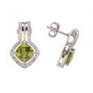 Pure .925 Sterling Silver Solid Earrings studded with Peridot, White Topaz