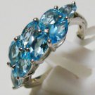 Stunning Pure 925 Sterling Silver Solid Fancy Ring with Blue Topaz Size 7 (US)