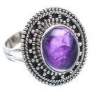 Pure 925 Sterling Silver Solid Ring Studded with Amethyst Size 6 to 12 (US)