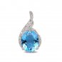 Pure .925 Sterling Silver Solid Pendant studded with Blue Topaz, White Topaz