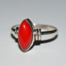 Pure 925 Sterling Silver Solid Classic Ring Studded with Coral Size 6 to 12 (US)
